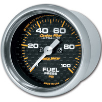 Auto Meter Gauge Carbon Fiber Fuel Pressure 2 1/16 in. 100psi Digital Stepper Motor Analog Each AMT-4763