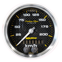 Auto Meter Gauge Carbon Fiber Speedometer 3 3/8 in. 225km/h GPS Each AMT-4780-M