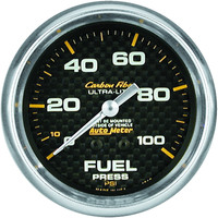 Auto Meter Gauge Carbon Fiber Fuel Pressure 2 5/8 in. 15psi Mechanical Analog Each AMT-4811
