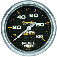 Auto Meter Gauge Carbon Fiber Fuel Pressure 2 5/8 in. 100psi Mechanical Analog Each AMT-4812