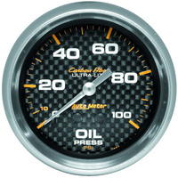 Auto Meter Gauge Carbon Fiber Oil Pressure 2 5/8 in. 100psi Mechanical Analog Each AMT-4821