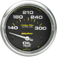 Auto Meter Gauge Carbon Fiber Oil Temperature 2 5/8 in. 140-300 Degrees F Electrical Analog Each AMT-4848