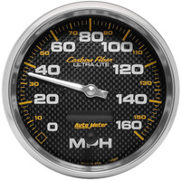 Auto Meter Gauge Carbon Fiber Speedometer 5 in. 160mph Electric Programmable Analog Each AMT-4889