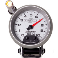 Auto Meter Gauge Ultra-Lite II Tachometer 3 3/4 in. 0-10K RPM Pedestal w/ EXT. Quick-Lite Analog Each AMT-4990