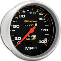 Auto Meter Gauge Pro-Comp Speedometer 5 in. 200mph Mechanical Each AMT-5156