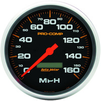 Auto Meter Gauge Pro-Comp Speedometer 5 in. 160mph Electric Programmable w/ LCD Odometer Analog Each AMT-5189