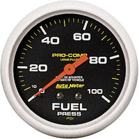 Auto Meter Gauge Pro-Comp Fuel Pressure 2 5/8 in. 100psi Liquid Filled Mechanical Analog Each AMT-5412