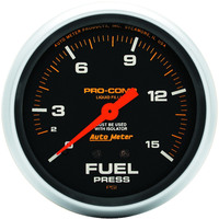 Auto Meter Gauge Pro-Comp Fuel Pressure 2 5/8 in. 15psi Liquid Filled Mechanical W/Isolator Each AMT-5413