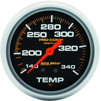 Auto Meter Gauge Pro-Comp TEMPERATURE 2 5/8 in. 140-340 Degrees F Liquid Filled Mechanical 8ft.  AMT-5435