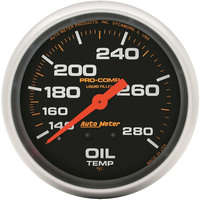 Auto Meter Gauge Pro-Comp Oil Temperature 2 5/8 in. 140-280 Degrees F Liquid Filled Mechanical 12ft. Analog Each AMT-5443