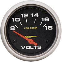 Auto Meter Gauge Pro-Comp Voltmeter 2 5/8 in. 18V Electrical Analog Each AMT-5492