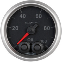 Auto Meter Gauge Elite Series Oil Pressure 2 1/16 in. 100psi Stepper Motor W/Peak & Warn Each AMT-5652