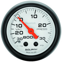 Auto Meter Gauge Phantom Vacuum/Boost 2 1/16 in. 30 in. Hg/30psi Mechanical Analog Each AMT-5703