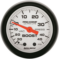 Auto Meter Gauge Phantom Vacuum/Boost 2 1/16 in. 30 in. Hg/45psi Mechanical Analog Each AMT-5708