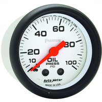 Auto Meter Gauge Phantom Oil Pressure 2 1/16 in. 100psi Mechanical Analog Each AMT-5721