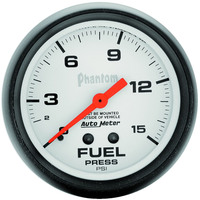 Auto Meter Gauge Phantom Fuel Pressure 2 5/8 in. 15psi Mechanical Analog Each AMT-5810