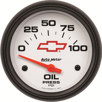 Auto Meter Gauge Bowtie White Oil Pressure 2 5/8 in. 100psi Electrical GM Each AMT-5827-00406