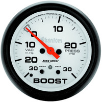 Auto Meter Gauge Phantom Vacuum/Boost 2 5/8 in. 30 in. Hg/30psi Digital Stepper Motor Each AMT-5877
