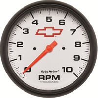 Auto Meter Gauge Bowtie White Tachometer 5 in. 0-10K RPM In-Dash GM Each AMT-5898-00406