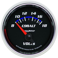Auto Meter Gauge Cobalt Voltmeter 2 1/16 in. 18V Electrical Analog Each AMT-6192