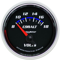 Auto Meter Gauge Cobalt Voltmeter 2 1/16 in. 18V Electrical Analog Each AMT-6192