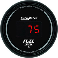 Auto Meter Gauge Sport-Comp Fuel Level 2 1/16 in. 0-280 Ohms Programmable. Digital Black Dial w/ Red LED Digital Each AMT-6310