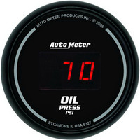 Auto Meter Gauge Sport-Comp Oil Pressure 2 1/16 in. 100psi Digital Black Dial w/ Red LED Digital Each AMT-6327