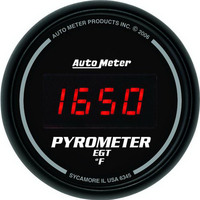 Auto Meter Gauge Sport-Comp Pyrometer (EGT) 2 1/16 in. 1600 Degrees F Digital Black Dial w/ Red LED Digital Each AMT-6345