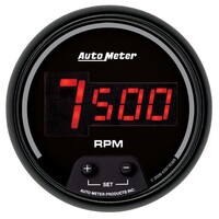 Auto Meter Gauge Sport-Comp Tachometer 3 3/8 in. 0-10K RPM In-Dash Digital Black Dial w/ Red LED Each AMT-6397