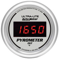 Auto Meter Gauge Ultra-Lite Ultra-Lite Pyrometer (EGT) 2 1/16 in. 1600 Degrees F Digital Silver Dial w/ Red LED Analog Each AMT-6545