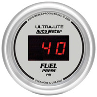 Auto Meter Gauge Ultra-Lite Ultra-Lite Fuel Pressure 2 1/16 in. 100psi Digital Silver Dial w/ Red LED Digital Each AMT-6563