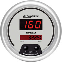 Auto Meter Gauge Ultra-Lite Ultra-Lite Speedometer 3 3/8 in. 260mph/260km/h Electrical Programmable Digital Silver w/ Red LED Digital Each AMT-6588