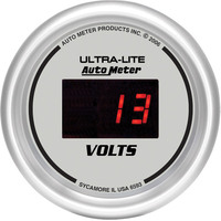 Auto Meter Gauge Ultra-Lite Ultra-Lite Voltmeter 2 1/16 in. 18V Digital Silver Dial w/ Red LED Digital Each AMT-6593