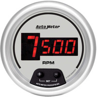 Auto Meter Gauge Ultra-Lite Ultra-Lite Tachometer 3 3/8 in. 0-10K RPM In-Dash Digital Silver Dial w/ Red LED Digital Each AMT-6597