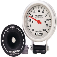 Auto Meter Gauge Ultra-Lite Tachometer 3 3/4 in. 0-10K RPM Pedestal w/ Peak Memory Analog Each AMT-6604