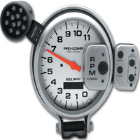 Auto Meter Gauge Tachometer 5 in. 0-11k RPM PRO-STOCK Pedestal w/ SUPER Lite & Peak Memory UL Analog Each AMT-6834