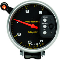 Auto Meter Gauge Pro-Comp Tachometer 5 in. 0-9k RPM Pedestal Dual RANGE w/ Quick Lite & Peak Memory Analog Each AMT-6852