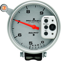 Auto Meter Gauge Ultra-Lite Tachometer 5 in. 0-9k RPM Pedestal w/ Quick Lite Dual RANGE W/Peak Memory Analog Each AMT-6854