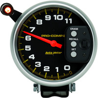 Auto Meter Gauge Pro-Comp Tachometer 5 in. 0-11k RPM Pedestal w/ Quick Lite & Peak Memory Analog Each AMT-6857