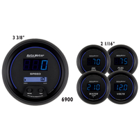 Auto Meter Gauge Kit Speedometer 3 3/8 in. & 2 1/16 in. Electrical Digital Black w/ Blue LED Digital Set of 5 AMT-6900