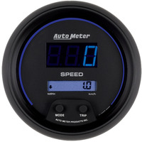 Auto Meter Gauge Speedometer 3 3/8 in. 260mph/260km/h Electrical Programmable Digital Black w/ BLU LED Each AMT-6988