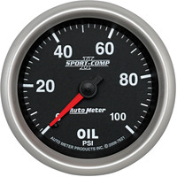Auto Meter Gauge Sport-Comp II Oil Pressure 2 5/8 in. 100psi Mechanical Analog Each AMT-7621