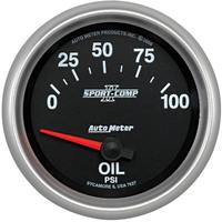Auto Meter Gauge Sport-Comp II Oil Pressure 2 5/8 in. 100psi Electrical Analog Each AMT-7627