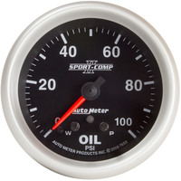 Auto Meter Gauge Sport-Comp II Oil Pressure 2 5/8 in. 100psi Stepper Motor w/ Peak & Warn Analog Each AMT-7653