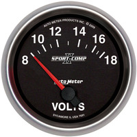 Auto Meter Gauge Sport-Comp II Voltmeter 2 5/8 in. 18V Electrical Analog Each AMT-7691