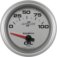 Auto Meter Gauge Ultra-Lite II Oil Pressure 2 5/8 in. 100psi Electrical Analog Each AMT-7727