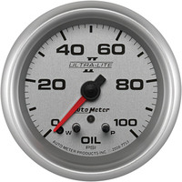 Auto Meter Gauge Ultra-Lite II Oil Pressure 2 5/8 in. 100psi Stepper Motor w/ Peak & Warn Analog Each AMT-7753