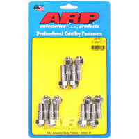 ARP Header Studs Hex Nuts Stainless Steel Polished 3/8 in.-16 For Chevrolet Small Block Set of 12 ARP 400-1412