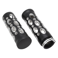Attitude Inc Billet Handlebar Grips Black Machined Set for Harley Grater Style