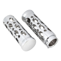Attitude Inc Billet Handlebar Grips Chrome Set for Harley Grater Style